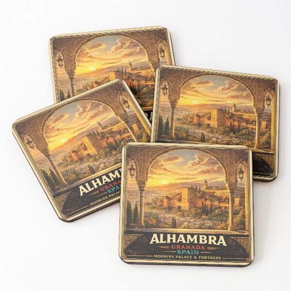 Item preview, Alhambra Palace Architectural Poster | Moorish Granada Spain | Spain Wall Art designed and sold by GnuArt.