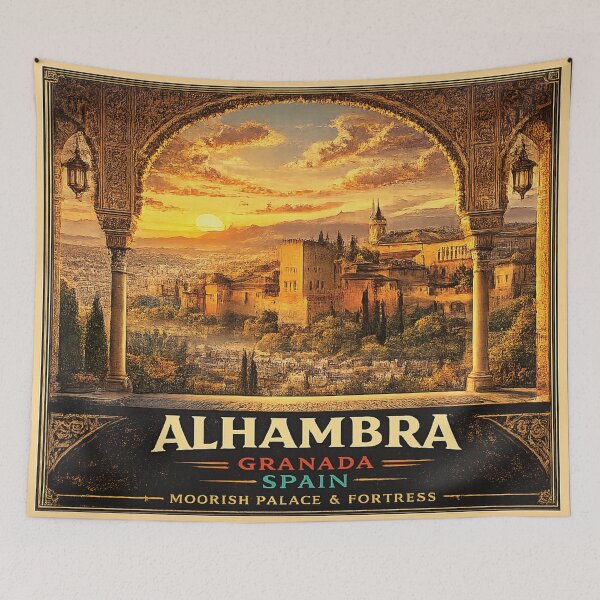 Item preview, Alhambra Palace Architectural Poster | Moorish Granada Spain | Spain Wall Art designed and sold by GnuArt.