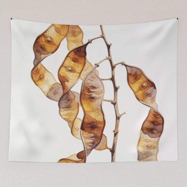 Item preview, Minimalist Dried Acacia Seed Pod Branch Watercolor - Earthy Warm Botanical Wall Art designed and sold by sana designer.