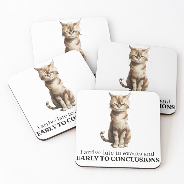 Item preview, Late to Events, Early to Conclusions - Funny Sarcastic Cat Watercolor Art designed and sold by CozyAndContrary.