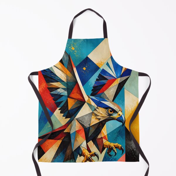 Item preview, Colorful Geometric Hawk - Abstract Cubist Stained Glass Falcon Bird Art designed and sold by inkaylindesign.