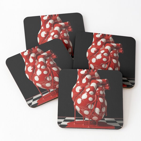 Item preview, Surreal Red Polka Dot Melting Heart Illustration designed and sold by YourColorsWall.