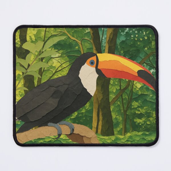 Item preview, Toucan Bird Perched on a Tree Branch in Dense Jungle Illustration designed and sold by BlueBerry45.