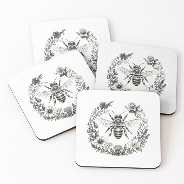 Item preview, Pollinator Blueprint Bee and Wildflowers designed and sold by BoyleDesignShop.