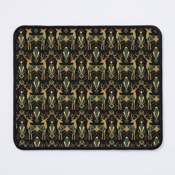 Item preview, Stag Deer Art Deco Gold Forest Green Seamless Pattern designed and sold by Inkworksbyshery.