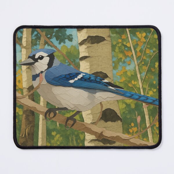 Item preview, Blue Jay Bird Perched on a Branch in Aspen Forest Illustration designed and sold by BlueBerry45.