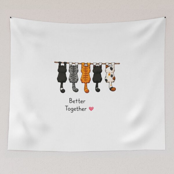 Item preview, Better Together Cute Hanging Cats designed and sold by DailyDoodlesBySumbul.
