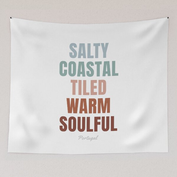 Item preview, Portugal Word Art, Salty Coastal Tiled Warm Soulful Wall Art designed and sold by MarkedArtPrints.