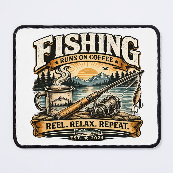 Item preview, Fishing Runs on Coffee | Reel Relax Repeat Fishing Tee designed and sold by InkweariaStudio.