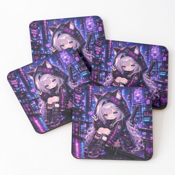 Item preview, Cyberpunk Neko Girl – Neon Gaming Anime Chibi designed and sold by Revyra Design .