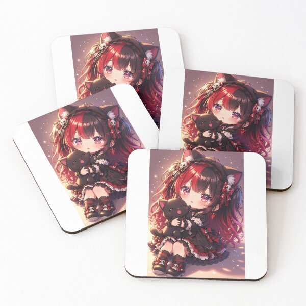 Item preview, Gothic Chibi Cat Girl Plushie – Kawaii Anime Gothic Art designed and sold by Revyra Design .