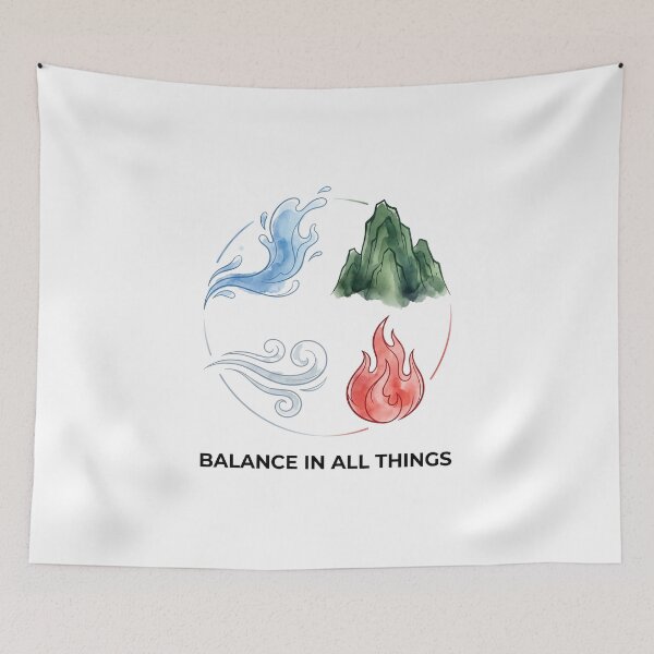 Item preview, ​Balance In All Things Four Elements Artistic Chinese Watercolor T-Shirt designed and sold by fowzi shokri.