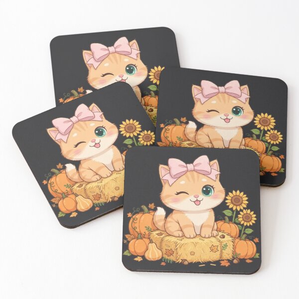 Item preview, Cute Fall Hay Bale Cat Pumpkins Sunflowers designed and sold by Moody Vibes Studio.