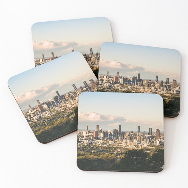 Item preview, Golden Glow over Brisbane - Cityscape Photography designed and sold by AuraInkSC.