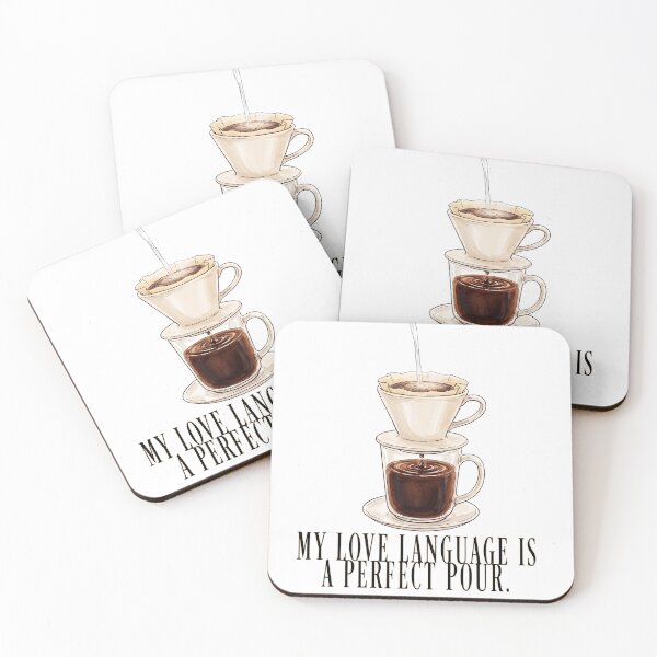 Item preview, My Love Language Is a Perfect Pour Coffee Brewing Glass Cup Filter Dripper Vintage Barista Design designed and sold by MoqunaDesign.