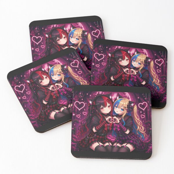 Item preview, Gothic Neko Best Friends – Kawaii Anime Duo Heart designed and sold by Revyra Design .