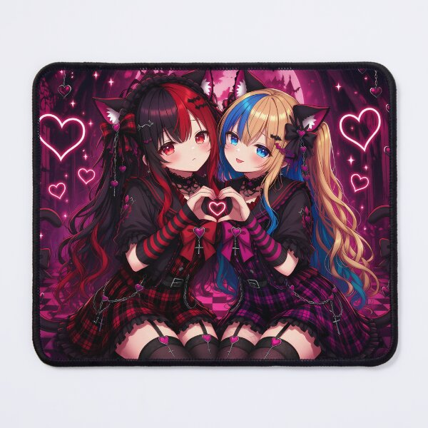 Item preview, Gothic Neko Best Friends – Kawaii Anime Duo Heart designed and sold by Revyra Design .