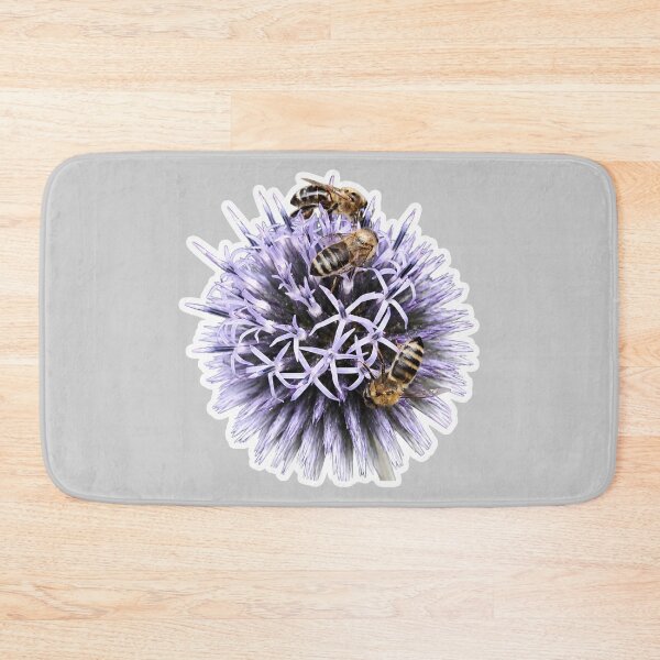 Item preview, Honey Bees on Purple Globe Thistle designed and sold by GusiaTreasures.