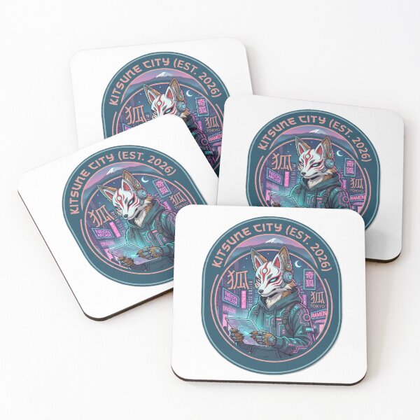 Item preview, Kitsune Cyberpunk Fox – Japanese Streetwear Emblem designed and sold by Visual Chillout by GP .