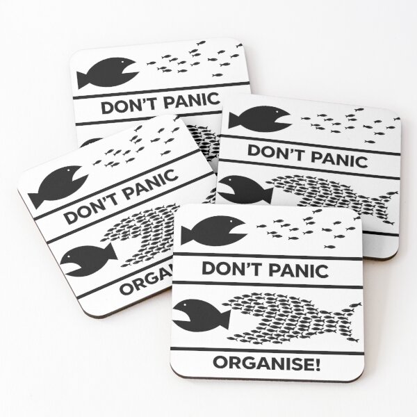 Item preview, Don't Panic Organise Teamwork Fish Minimalist T-Shirt Design designed and sold by NovaMoodCo.