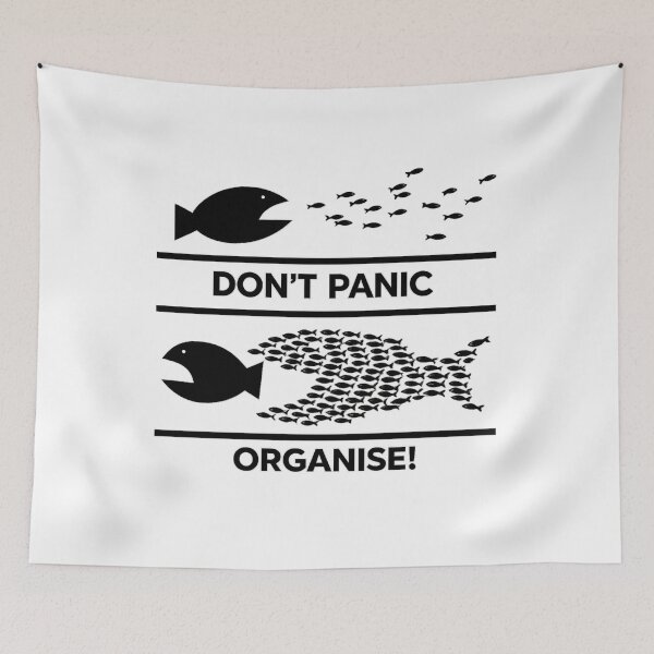 Item preview, Don't Panic Organise Teamwork Fish Minimalist T-Shirt Design designed and sold by NovaMoodCo.
