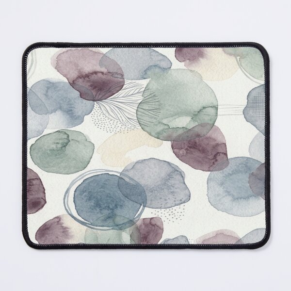 Item preview, Abstract Watercolor Pebble Pattern with Botanical Line Drawing designed and sold by TM DESIGNS AND MORE.