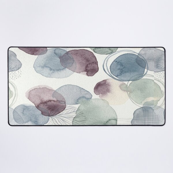 Item preview, Abstract Watercolor Pebble Pattern with Botanical Line Drawing designed and sold by TM DESIGNS AND MORE.