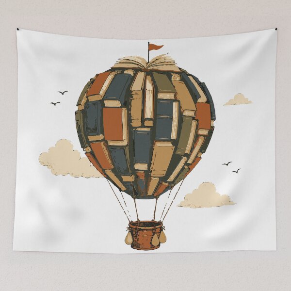 Item preview, Book Hot Air Balloon T-Shirt & Sticker | Whimsical Reading Adventure Illustration | Book Lover Gift designed and sold by Sunday.Supply.