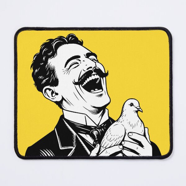 Item preview, Nikola Tesla Laughing With His Pigeon designed and sold by tinydumbempire.