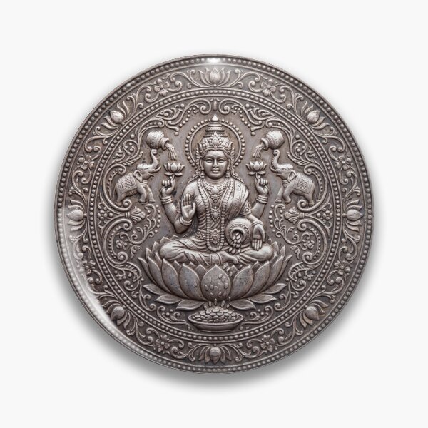 Item preview, Silver Lakshmi Coin Art | Hindu Sacred Coin Design designed and sold by CosmicLotusArt.