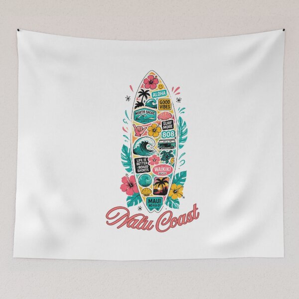 Item preview, Nalu Coast Sticker Surfboard | Hawaiian Surf & Tropical Beach  designed and sold by Nalu Coast.