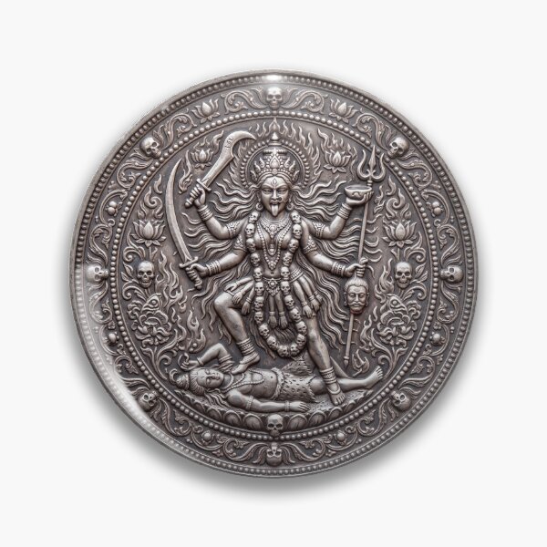 Item preview, Silver Kali Coin Art | Hindu Sacred Coin Design designed and sold by CosmicLotusArt.