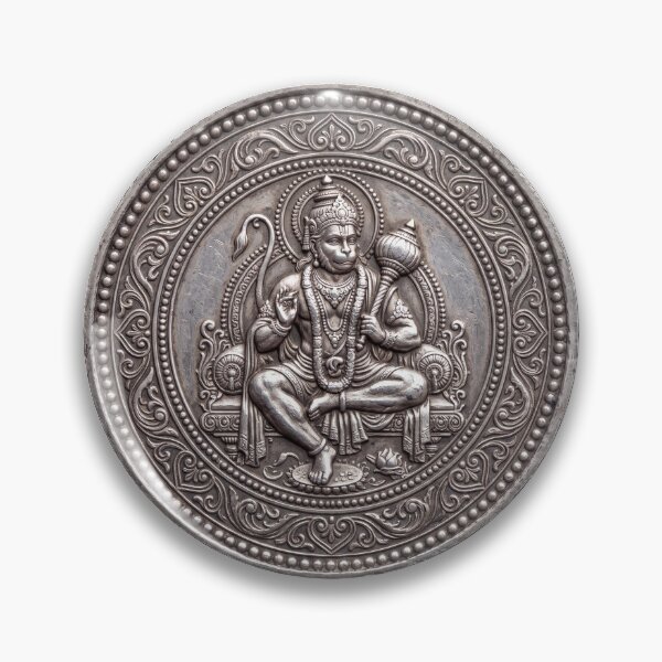 Item preview, Silver Hanuman Coin Art | Hindu Sacred Coin Design designed and sold by CosmicLotusArt.