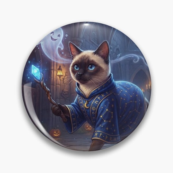 Item preview, Siamese Cat Wizard Halloween Magic Wand and Friendly Ghosts designed and sold by Ghostlycats2026.