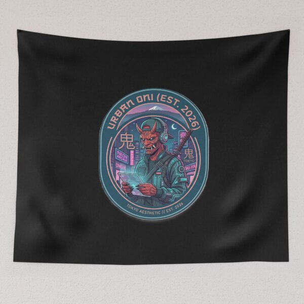 Item preview, Urban Oni Demon Cyberpunk – Japanese Mask Streetwear designed and sold by Surviving Monday Club.