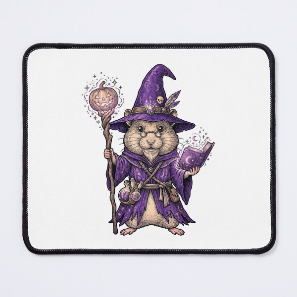 Item preview, Halloween Hamster and pumpkin Wizard in Purple Hat and Wand Cute Magic Fantasy designed and sold by SOUFIANE1991.