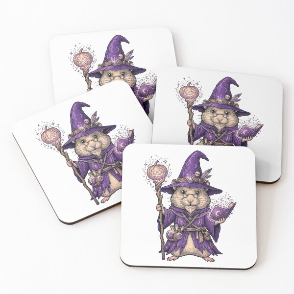 Item preview, Halloween Hamster and pumpkin Wizard in Purple Hat and Wand Cute Magic Fantasy designed and sold by SOUFIANE1991.