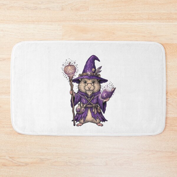 Item preview, Halloween Hamster and pumpkin Wizard in Purple Hat and Wand Cute Magic Fantasy designed and sold by SOUFIANE1991.