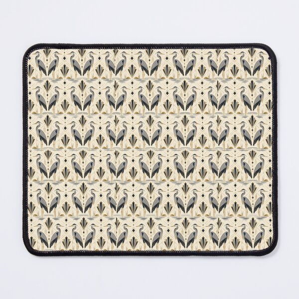 Item preview, Heron Art Deco Silver Gold Navy Seamless Pattern designed and sold by Inkworksbyshery.