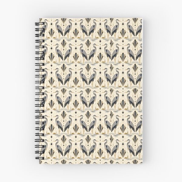 Item preview, Heron Art Deco Silver Gold Navy Seamless Pattern designed and sold by Inkworksbyshery.