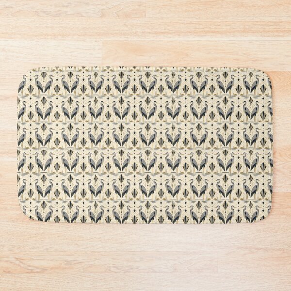 Item preview, Heron Art Deco Silver Gold Navy Seamless Pattern designed and sold by Inkworksbyshery.