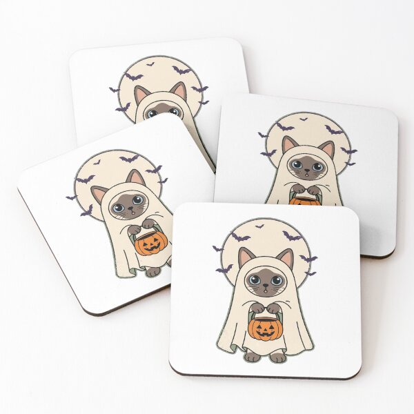 Item preview, Siamese Cat Ghost Halloween Trick or Treat Cute Pumpkin designed and sold by Ghostlycats2026.