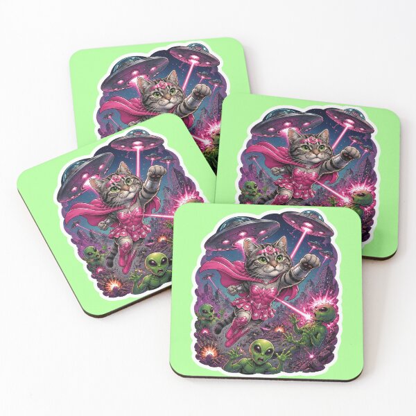 Item preview, Cosmic Cat Defends Earth From Aliens designed and sold by Moxie-Cat-Universe.