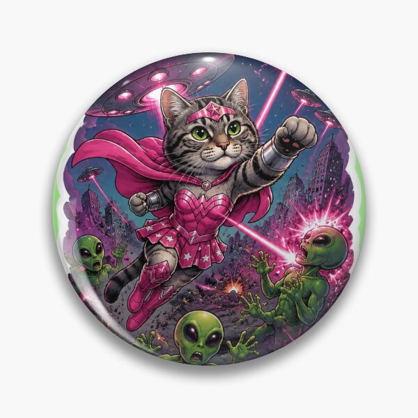 Item preview, Cosmic Cat Defends Earth From Aliens designed and sold by Moxie-Cat-Universe.