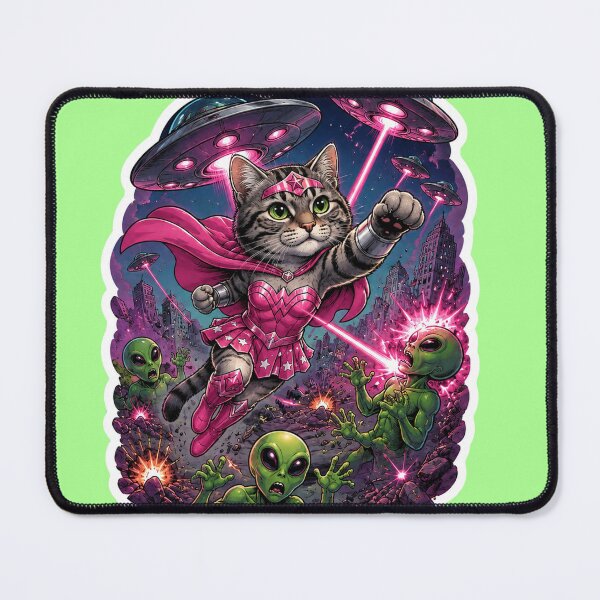 Item preview, Cosmic Cat Defends Earth From Aliens designed and sold by Moxie-Cat-Universe.