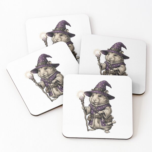 Item preview, Halloween Hamster Wizard in Purple Hat and Wand Cute Magic Fantasy designed and sold by SOUFIANE1991.