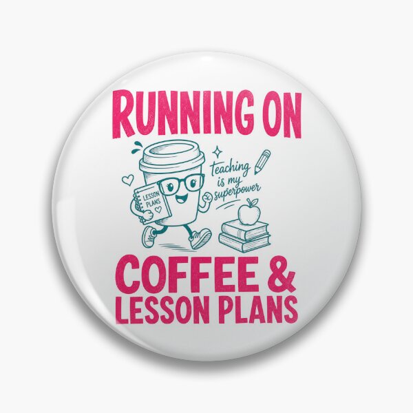 Item preview, Running On Coffee And Lesson Plans Retro Teacher Mascot designed and sold by ElcastDesigns.