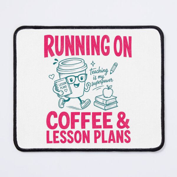 Item preview, Running On Coffee And Lesson Plans Retro Teacher Mascot designed and sold by ElcastDesigns.