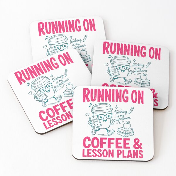Item preview, Running On Coffee And Lesson Plans Retro Teacher Mascot designed and sold by ElcastDesigns.