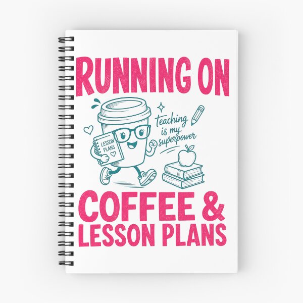 Item preview, Running On Coffee And Lesson Plans Retro Teacher Mascot designed and sold by ElcastDesigns.